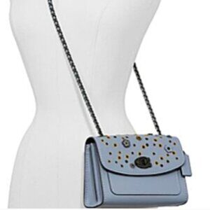 Coach Parker 18 Leather Shoulder Bag  Crossbody Purse Scattered Rivets Floral